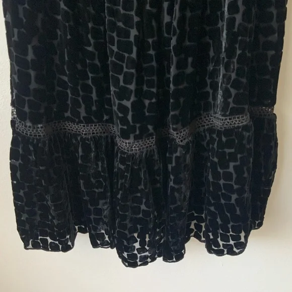 STONE COLD FOX Virgo Burnout Silk Velvet Dress Textured Plunge Black Size XS/S - Picture 9 of 15